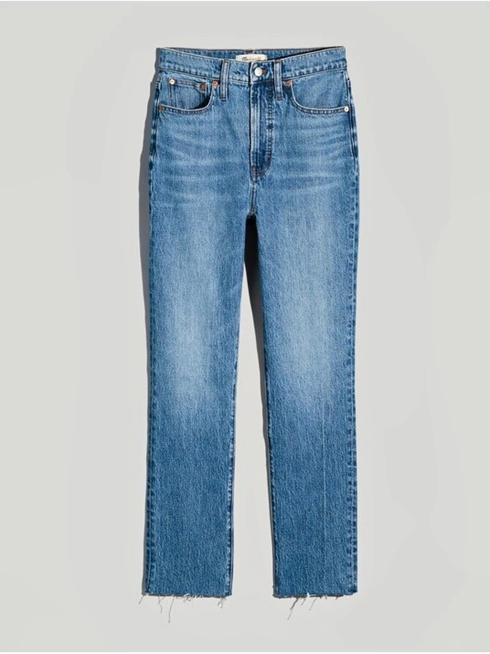 Madewell The Perfect Vintage Jean Straight Leg Raw Hem Blue Jeans